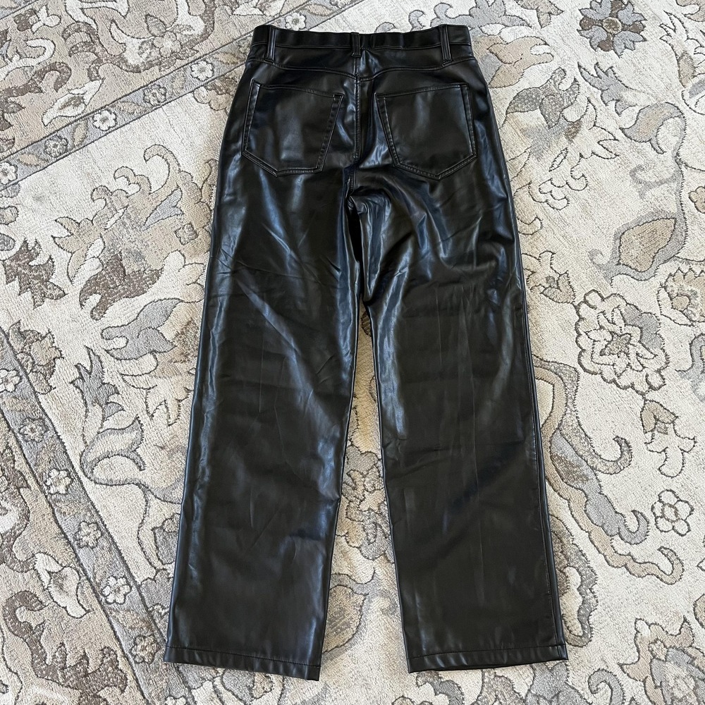 Abercrombie & Fitch Jeans Womens 31 12 Black High Rise 90s Relaxed Faux Leather - Picture 2 of 8